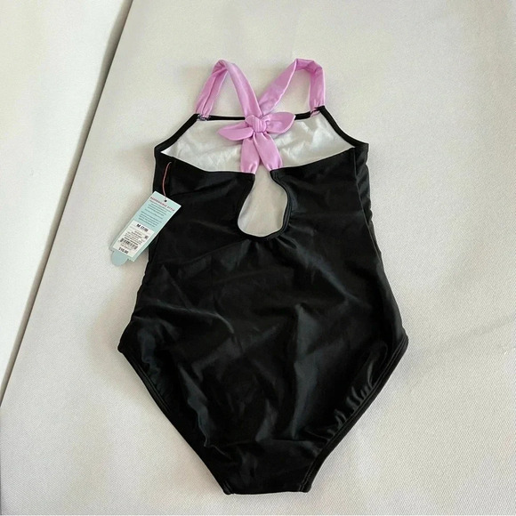 One Piece Swimsuit Cat & Jack Black/Purple Back Detail Kids - Picture 2 of 5